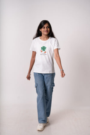 White Round neck Cotton Tshirt